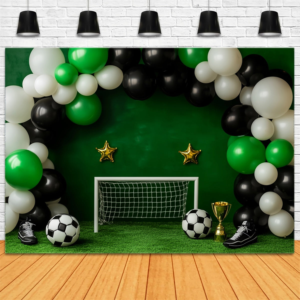 Sports Backdrop Soccer Balloons Goal Celebration Football Backdrop UK LXX59-297