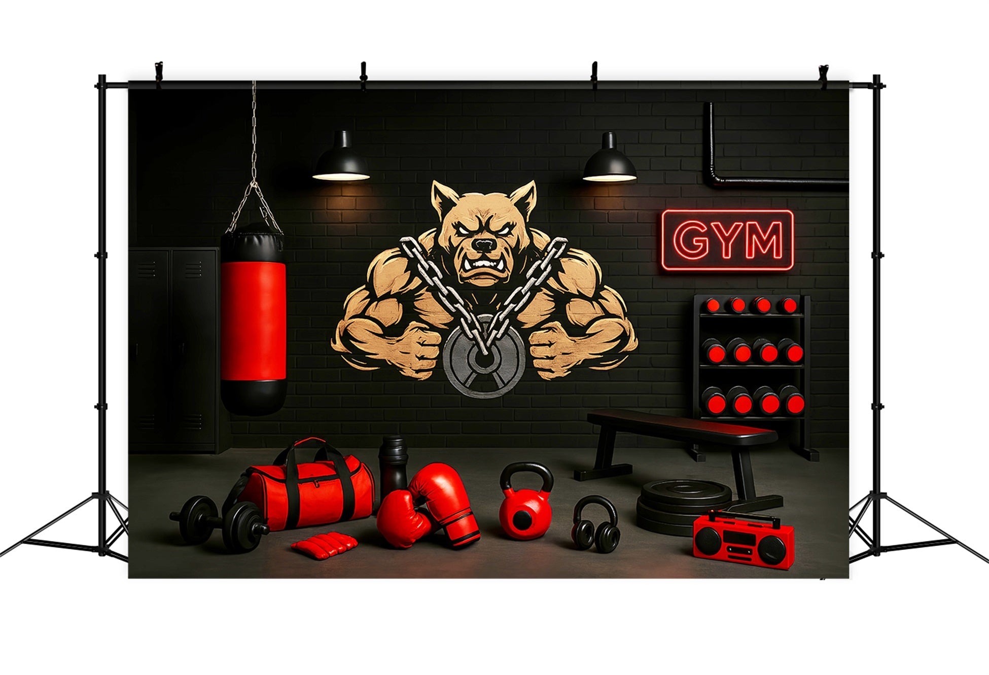 Sports Backdrop Bulldog Boxing Gym Strength Sports Backdrops UK LXX59-300