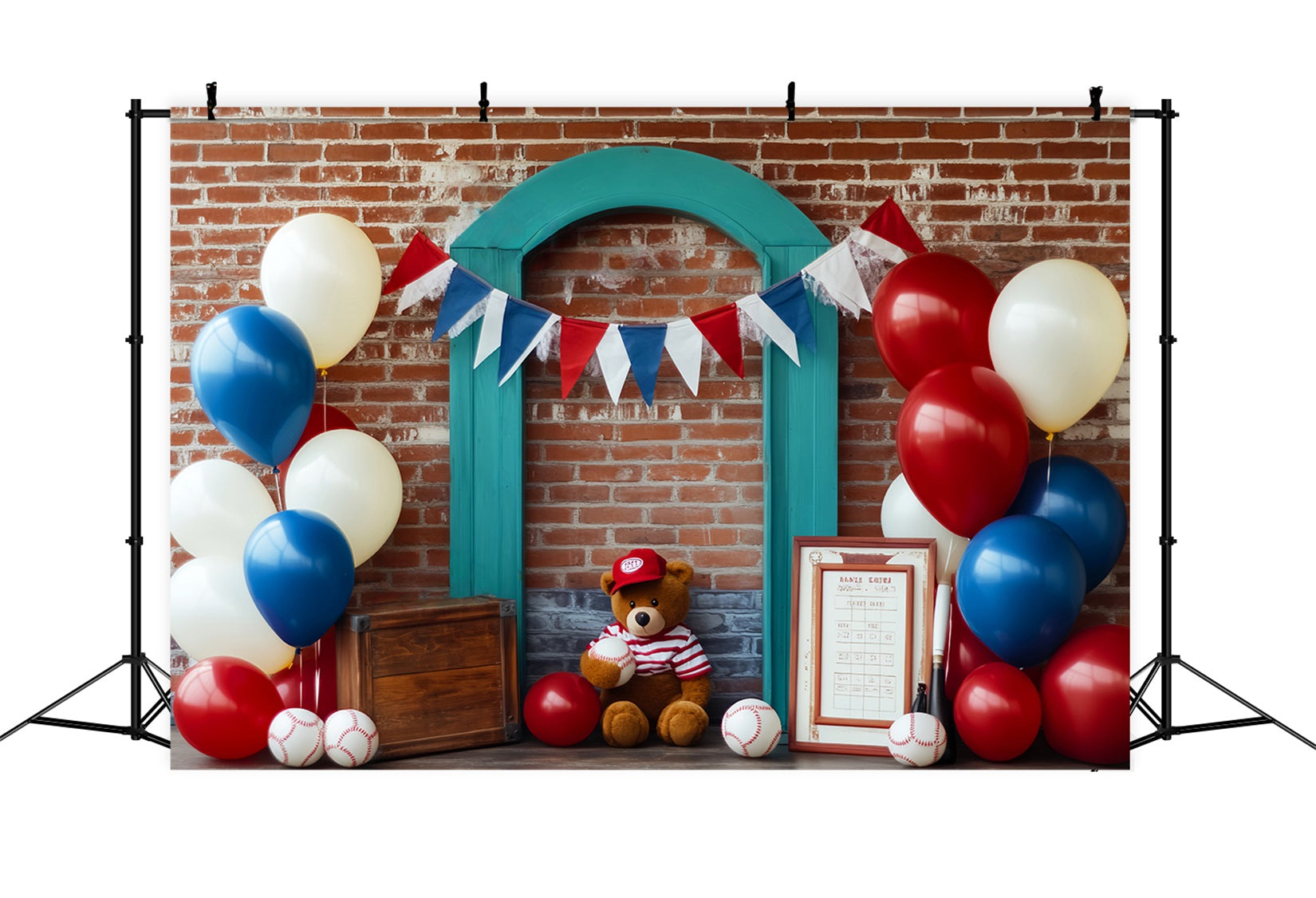 Basketball Backdrop Patriotic Baseball Teddy Display Sports Backdrop UK LXX59-314