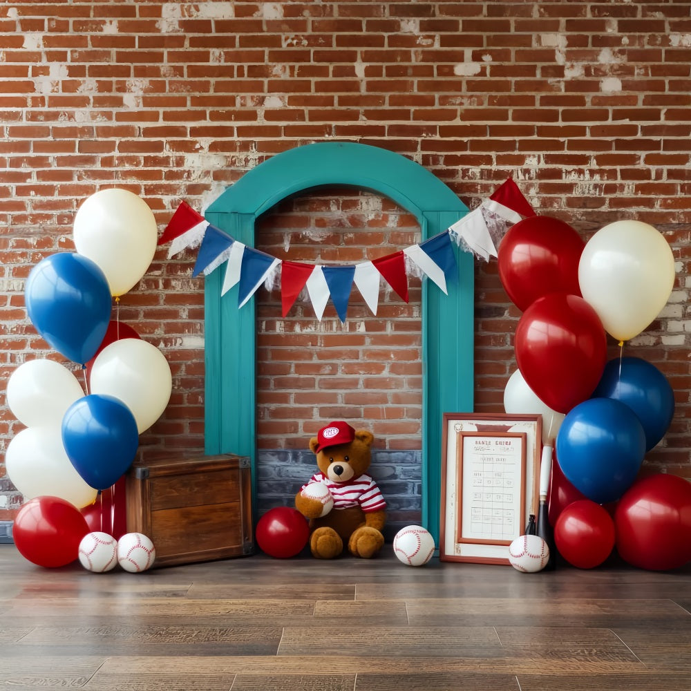 Basketball Backdrop Patriotic Baseball Teddy Display Sports Backdrop UK LXX59-314
