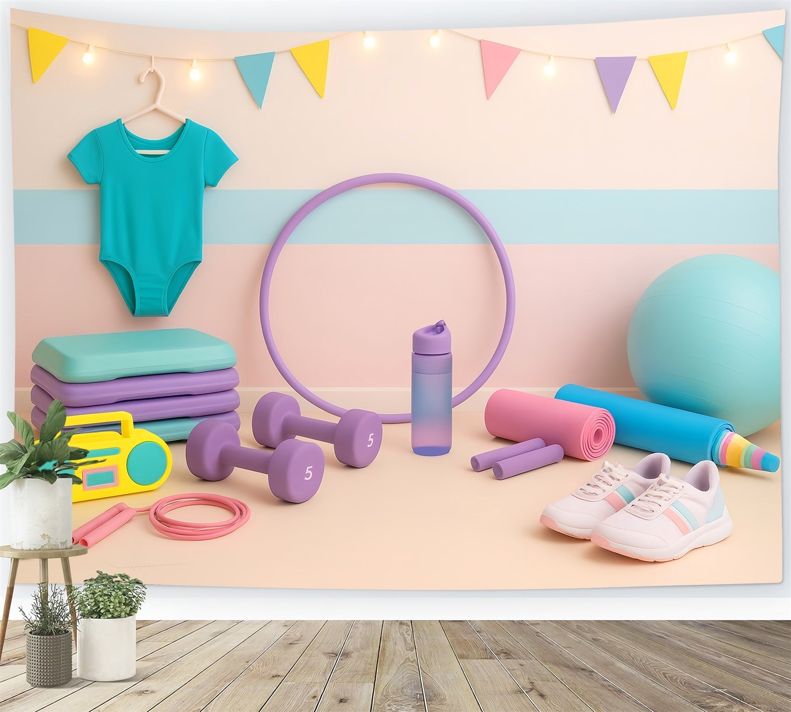 Sports Backdrop Colorful Gymnastics Fitness Props Sports Backdrops for Photography UK LXX59-315