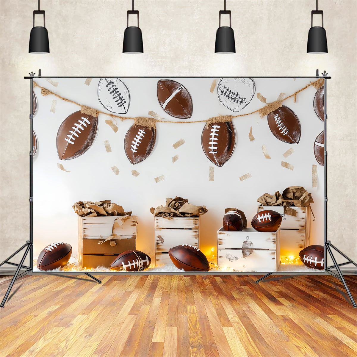 Sports Backdrop Football Garland Boxes Decor Football Backdrop UK LXX59-317