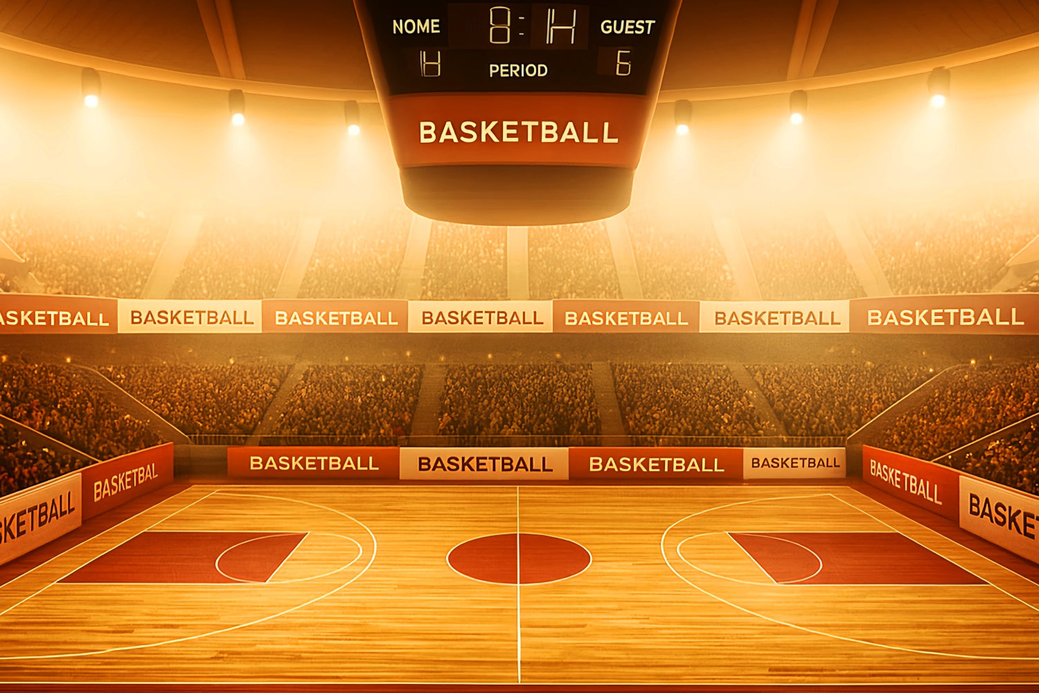 Basketball Backdrops Golden Glow Basketball Arena Sports Backdrop UK LXX59-327