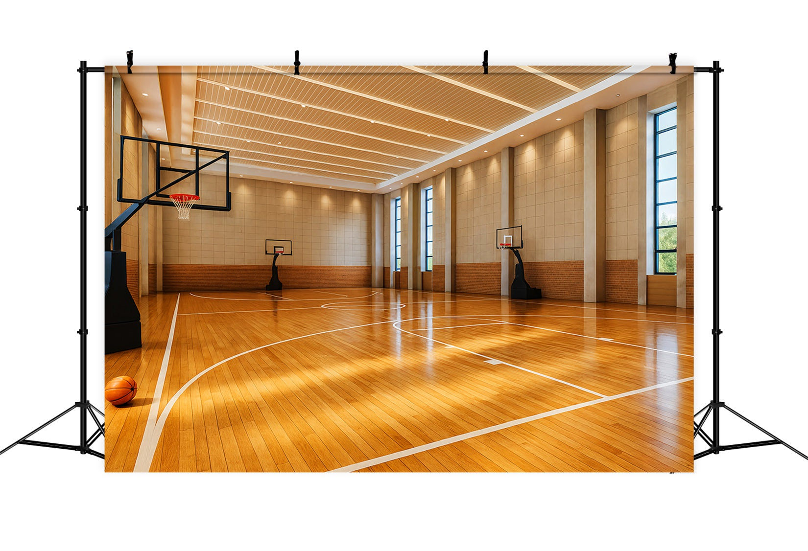 Basketball Backdrops Modern Indoor Basketball Court Soccer Backdrop UK LXX59-337