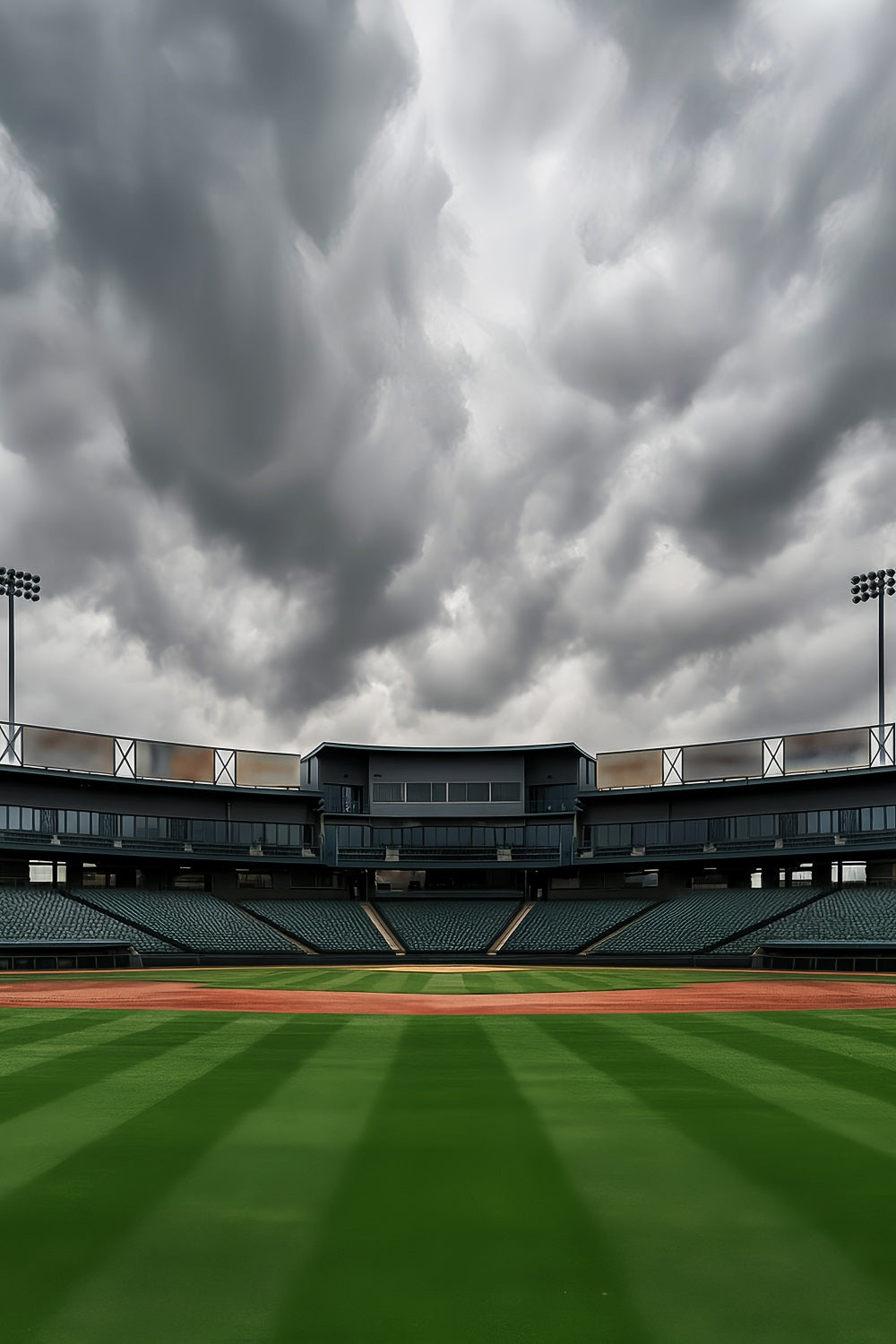Sports Backdrop Empty Baseball Stadium Clouds Baseball Backdrop UK LXX59-338