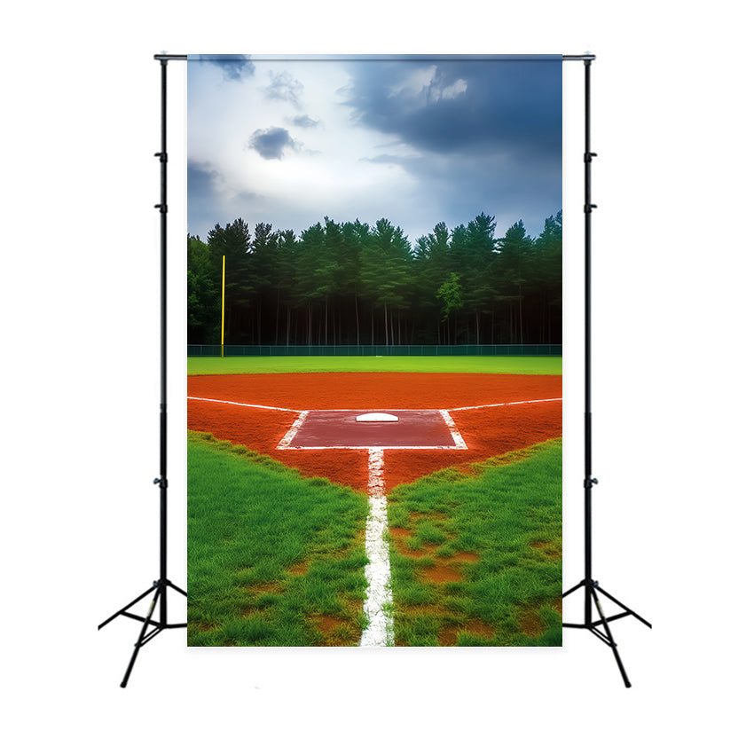 Sports Backdrop Forest Edge Baseball Diamond Baseball Field Backdrop UK LXX59-341