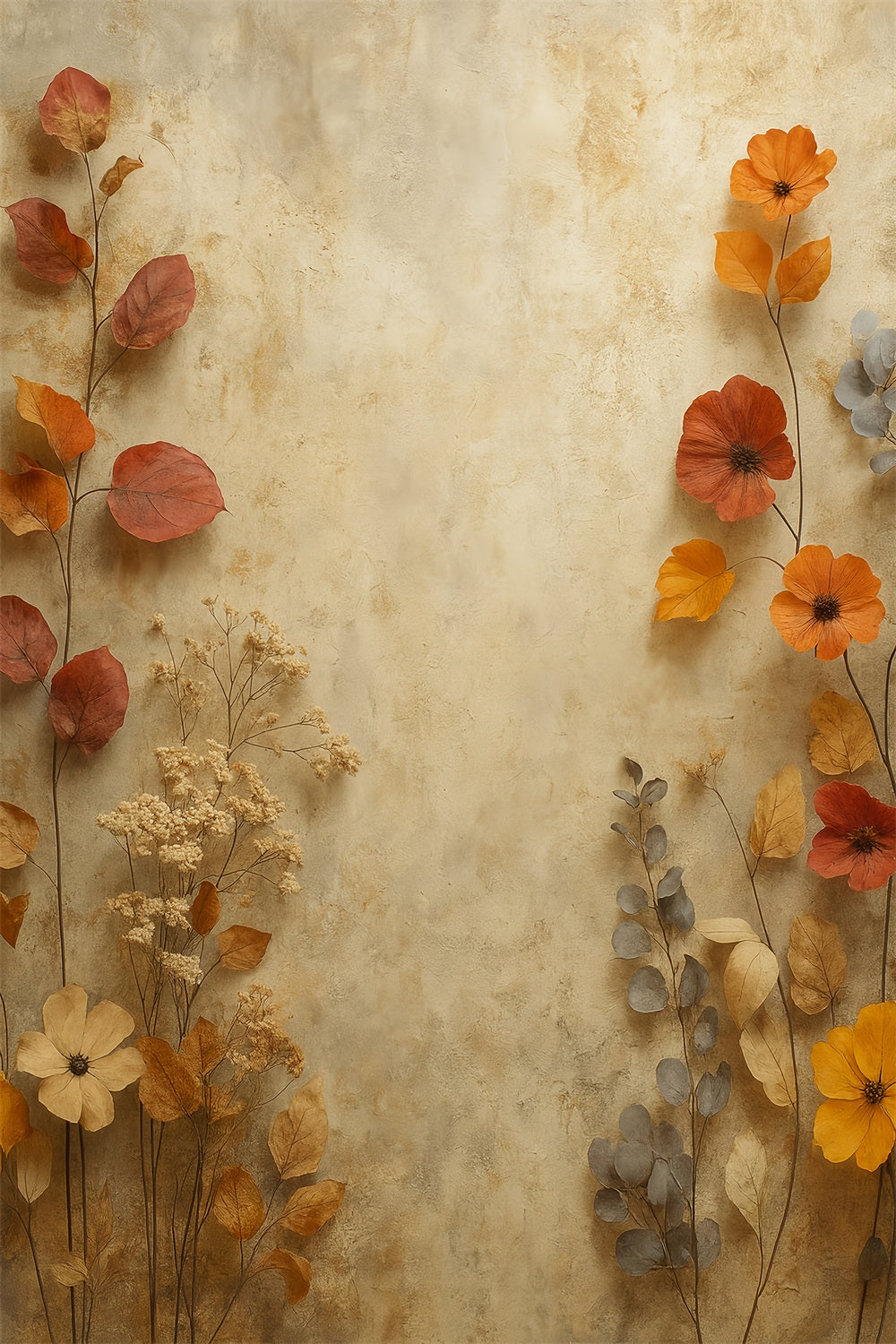 Portrait Backdrops Autumn Dried Floral Texture Portrait Photo Backdrop UK LXX59-425