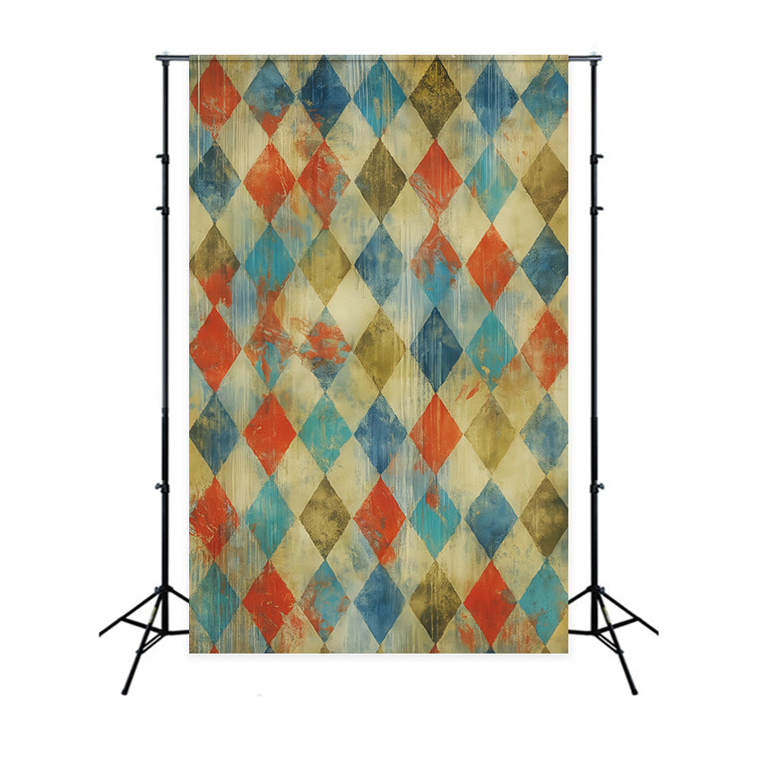 Portrait Studio Backdrop Colorful Vintage Diamond Pattern Portrait Backdrops UK LXX59-440