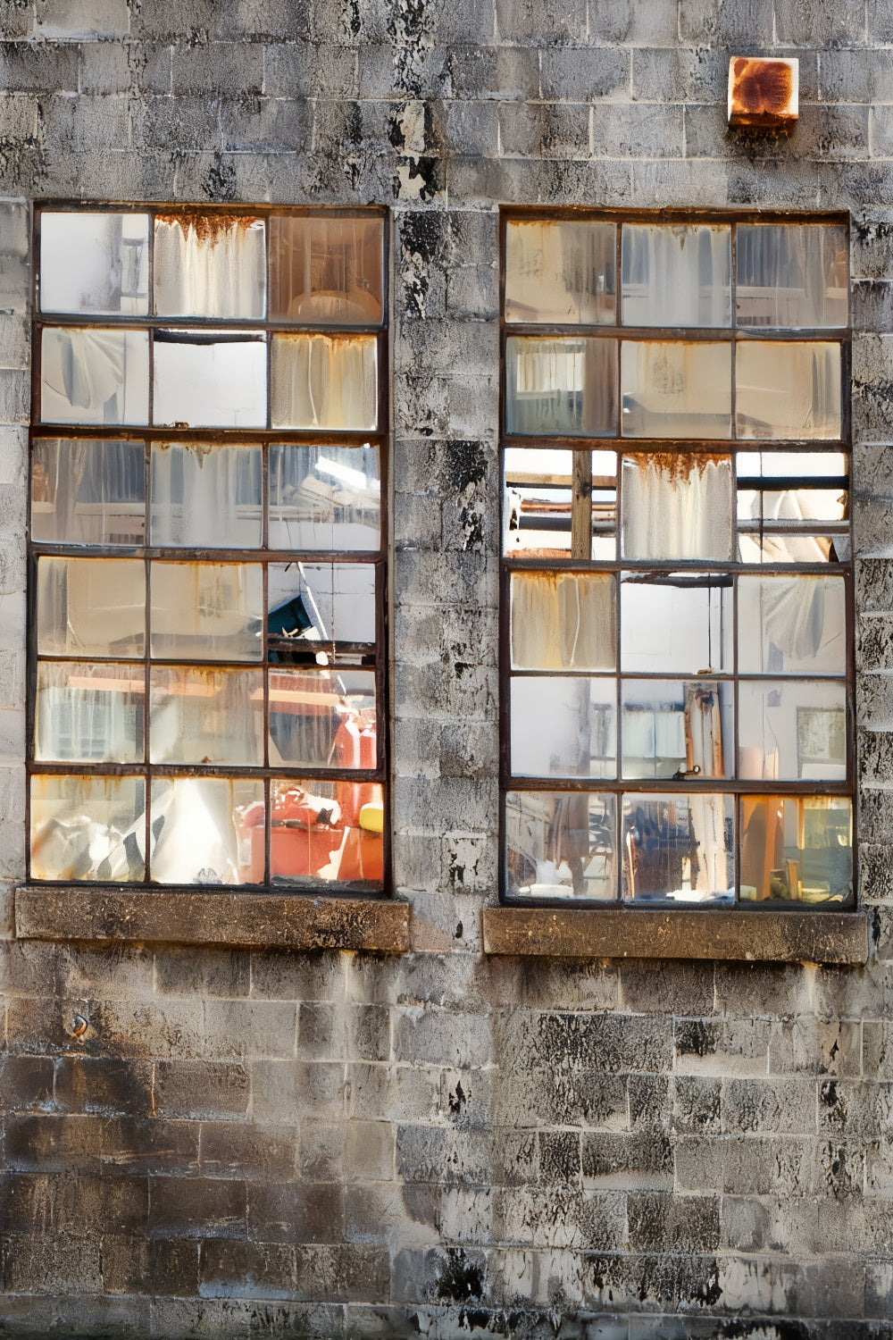 Concrete Backdrop Rusty Industrial Window Wall Family Portrait Backdrop UK LXX59-445