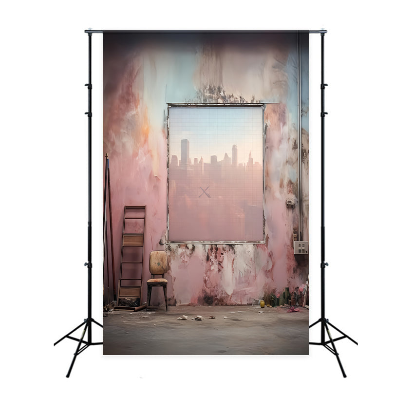 Portrait Photography Backdrop Urban Studio Pastel Wall Family Portrait Backdrop UK LXX59-463