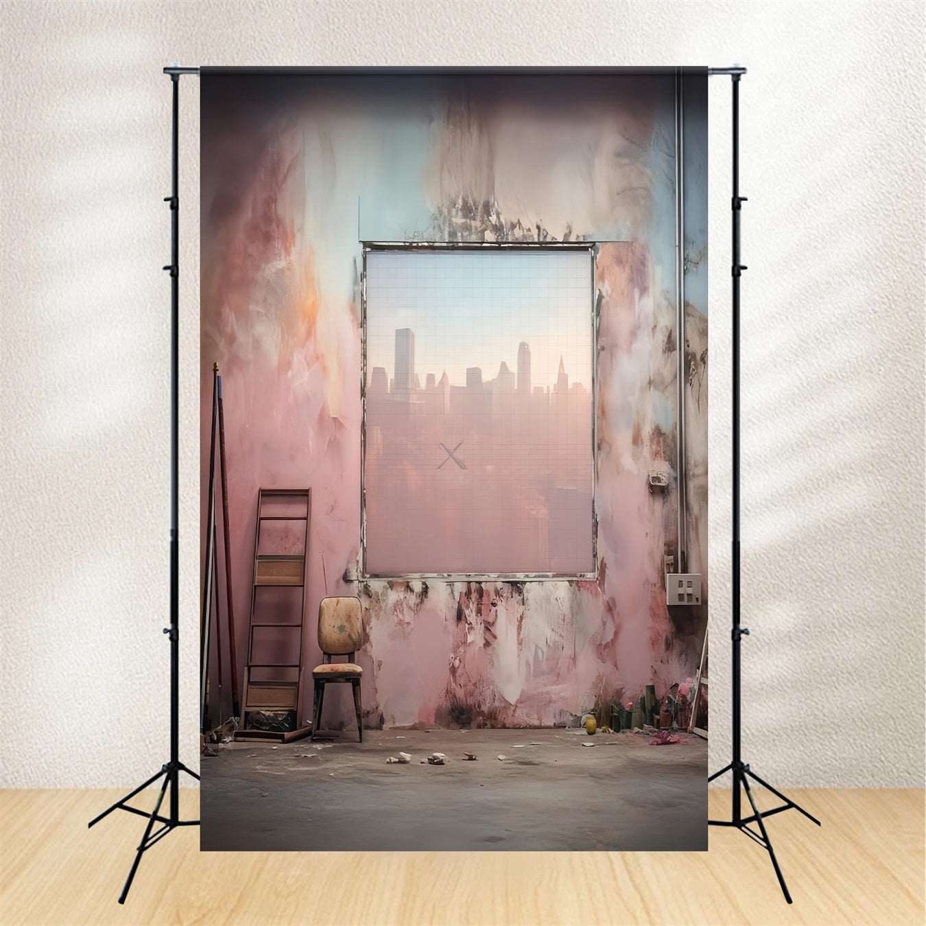 Portrait Photography Backdrop Urban Studio Pastel Wall Family Portrait Backdrop UK LXX59-463