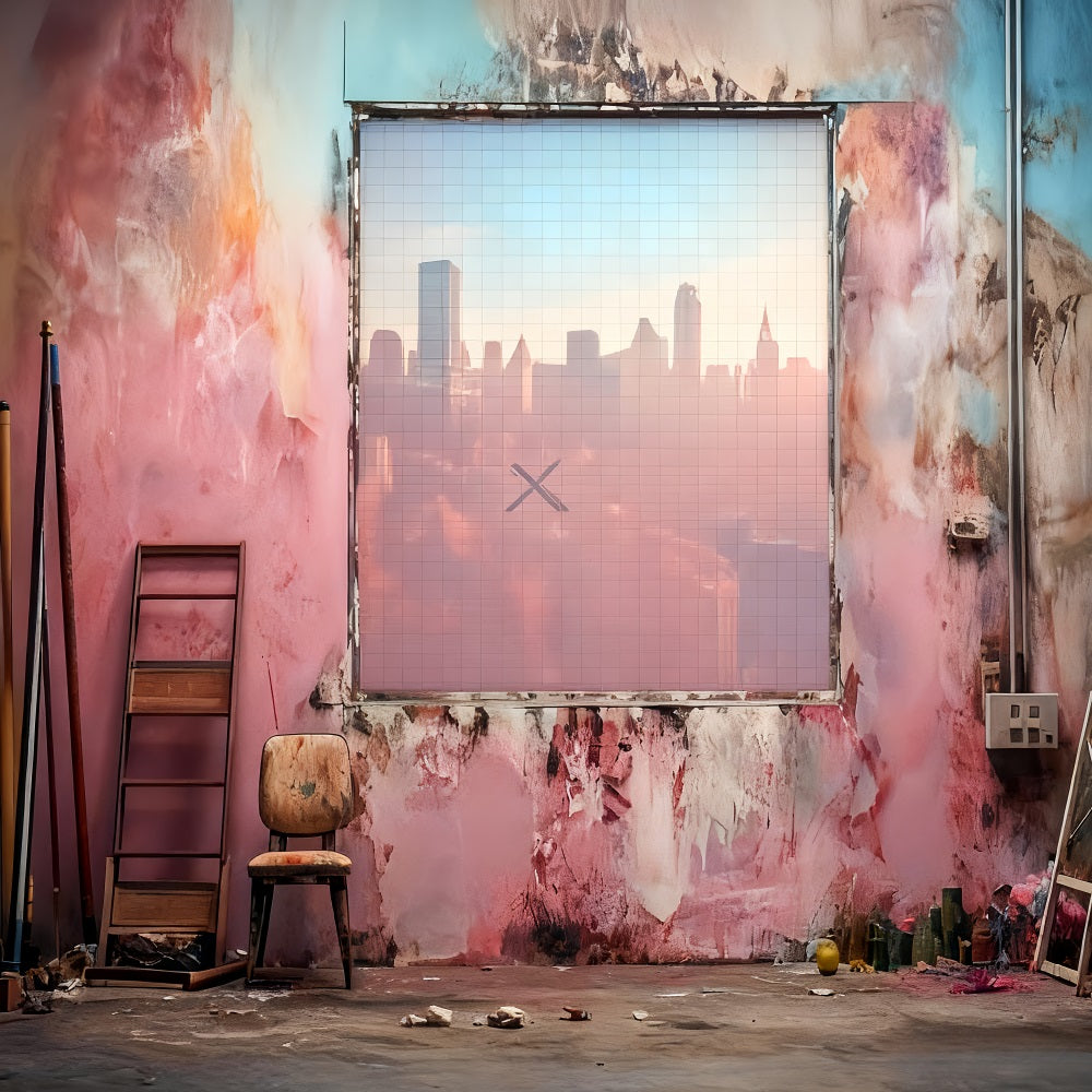 Portrait Photography Backdrop Urban Studio Pastel Wall Family Portrait Backdrop UK LXX59-463