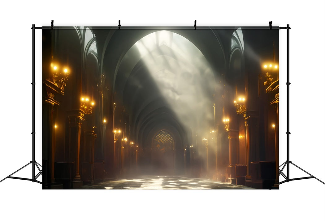 Dance Studio Backdrop Golden Light Cathedral Hall Dance Backdrop UK LXX59-6