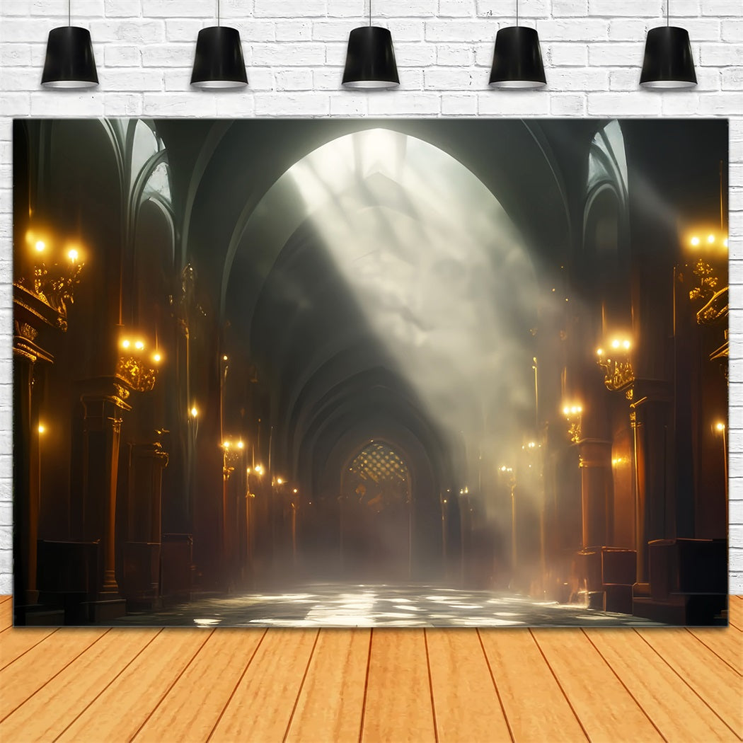 Dance Studio Backdrop Golden Light Cathedral Hall Dance Backdrop UK LXX59-6