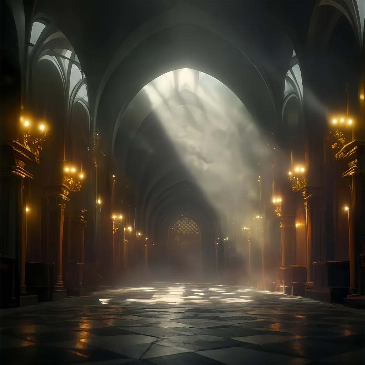 Dance Studio Backdrop Golden Light Cathedral Hall Dance Backdrop UK LXX59-6
