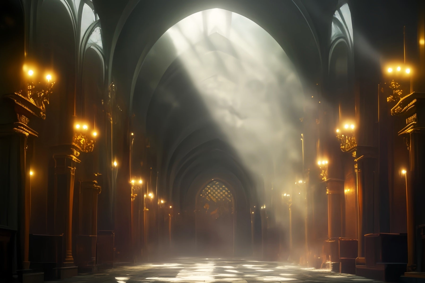 Dance Studio Backdrop Golden Light Cathedral Hall Dance Backdrop UK LXX59-6