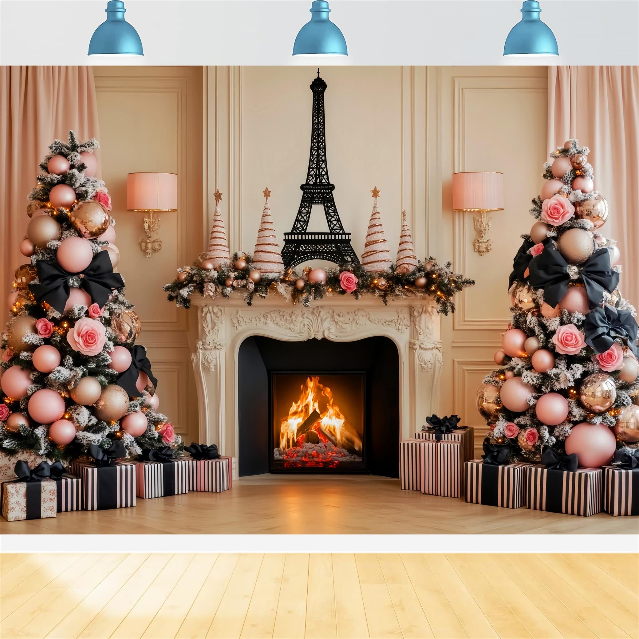 Paris Backdrops Eiffel Tower Christmas Fireplace Paris Backdrop Ideas UK LXX59-69