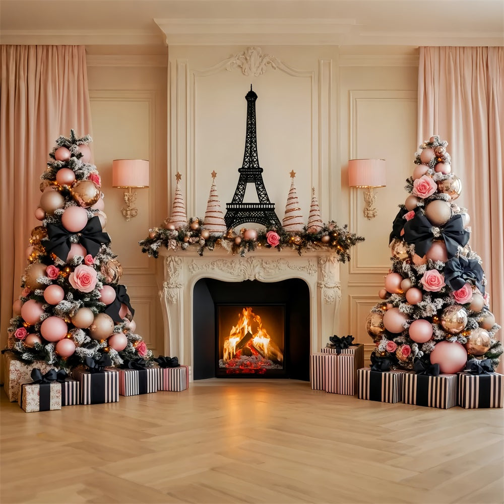 Paris Backdrops Eiffel Tower Christmas Fireplace Paris Backdrop Ideas UK LXX59-69