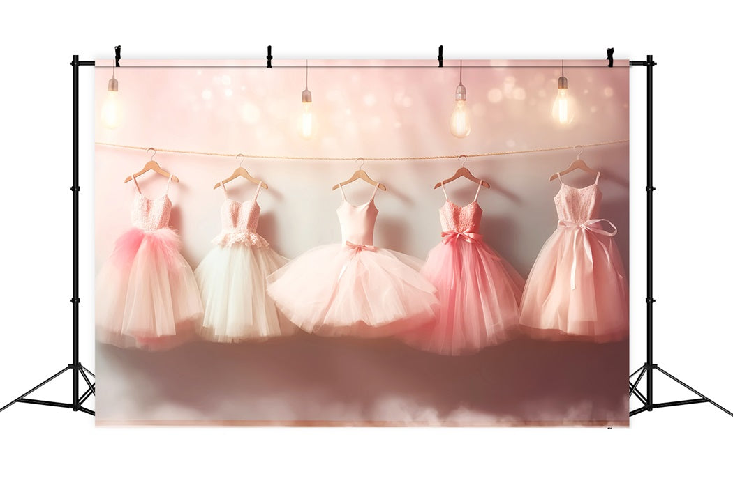Dance Studio Backdrop Hanging Pink Ballet Dresses School Dance Backdrop UK LXX59-7