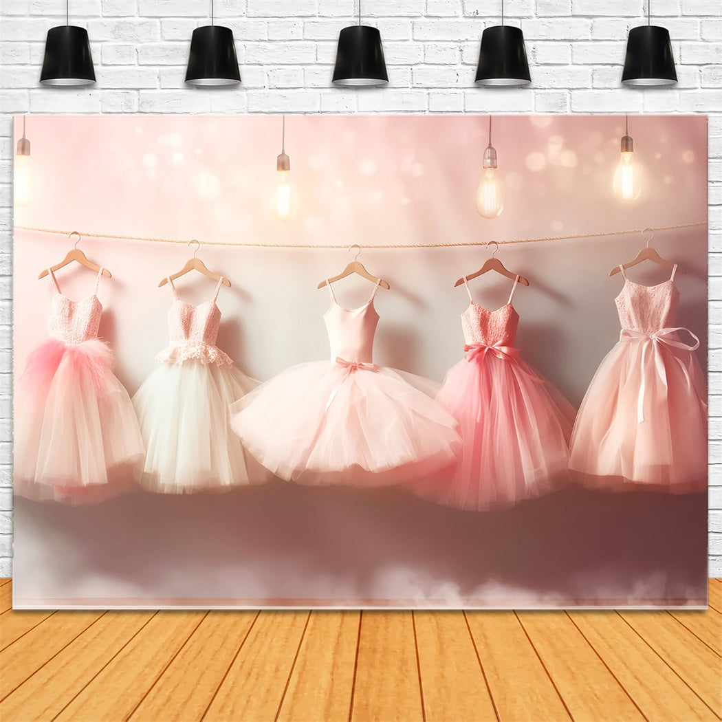 Dance Studio Backdrop Hanging Pink Ballet Dresses School Dance Backdrop UK LXX59-7