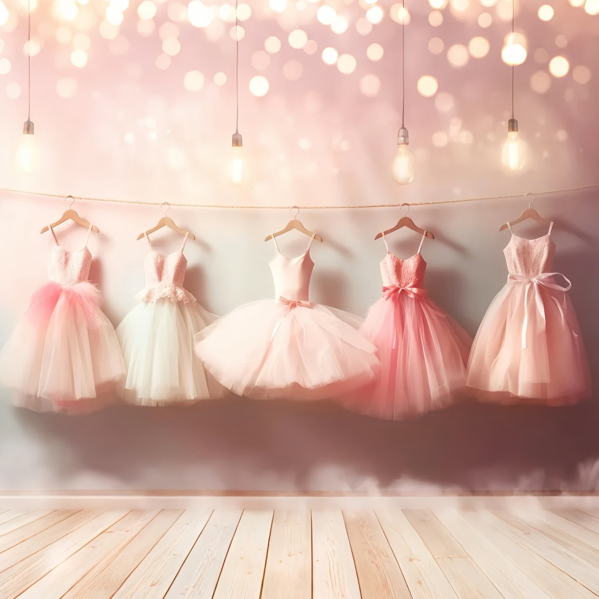 Dance Studio Backdrop Hanging Pink Ballet Dresses School Dance Backdrop UK LXX59-7