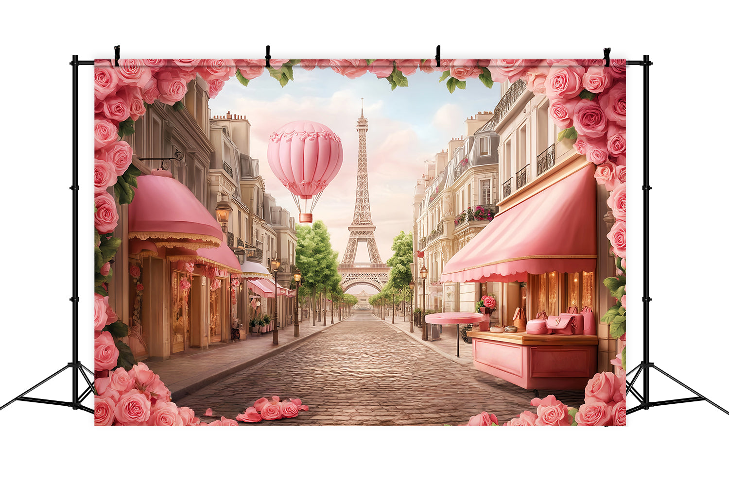 Paris Backdrops Parisian Street Hot Air Balloon Eiffel Tower Paris Backdrop UK LXX59-72