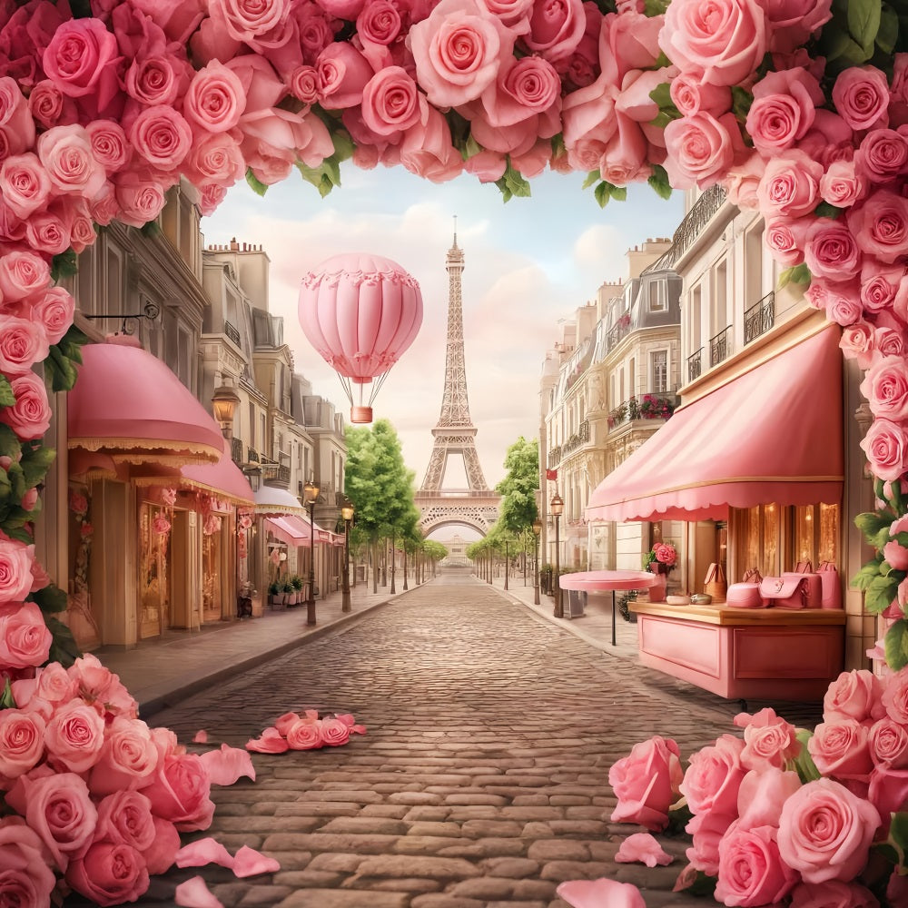 Paris Backdrops Parisian Street Hot Air Balloon Eiffel Tower Paris Backdrop UK LXX59-72
