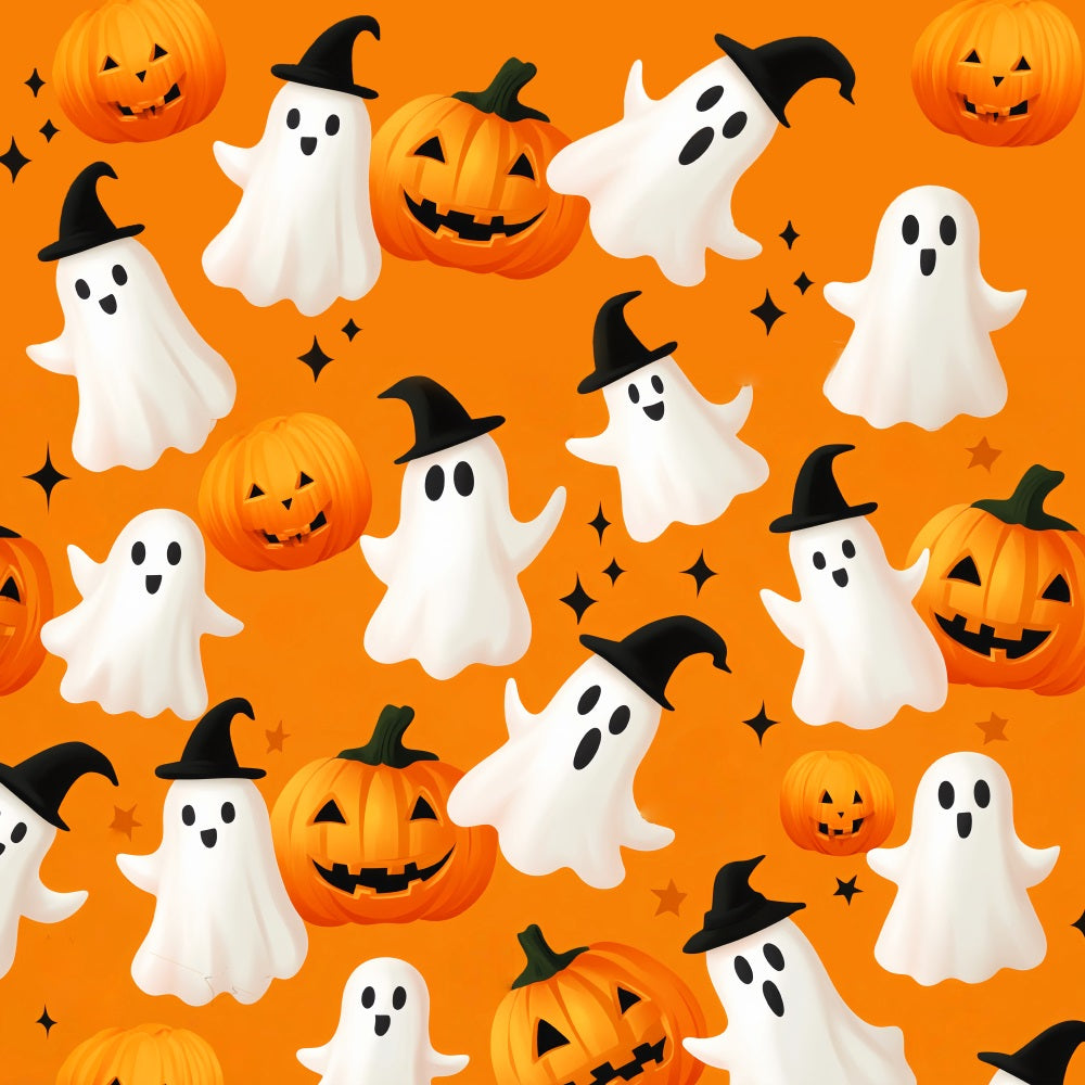 Ghost Backdrop Pumpkin Ghost Pattern Design Halloween Photo Backdrop UK LXX59-88