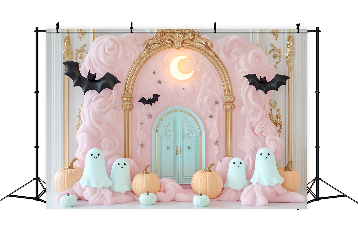 Halloween Ghost Backdrop Pink Cloud Ghost Entrance Halloween Backdrop Ideas UK LXX59-90