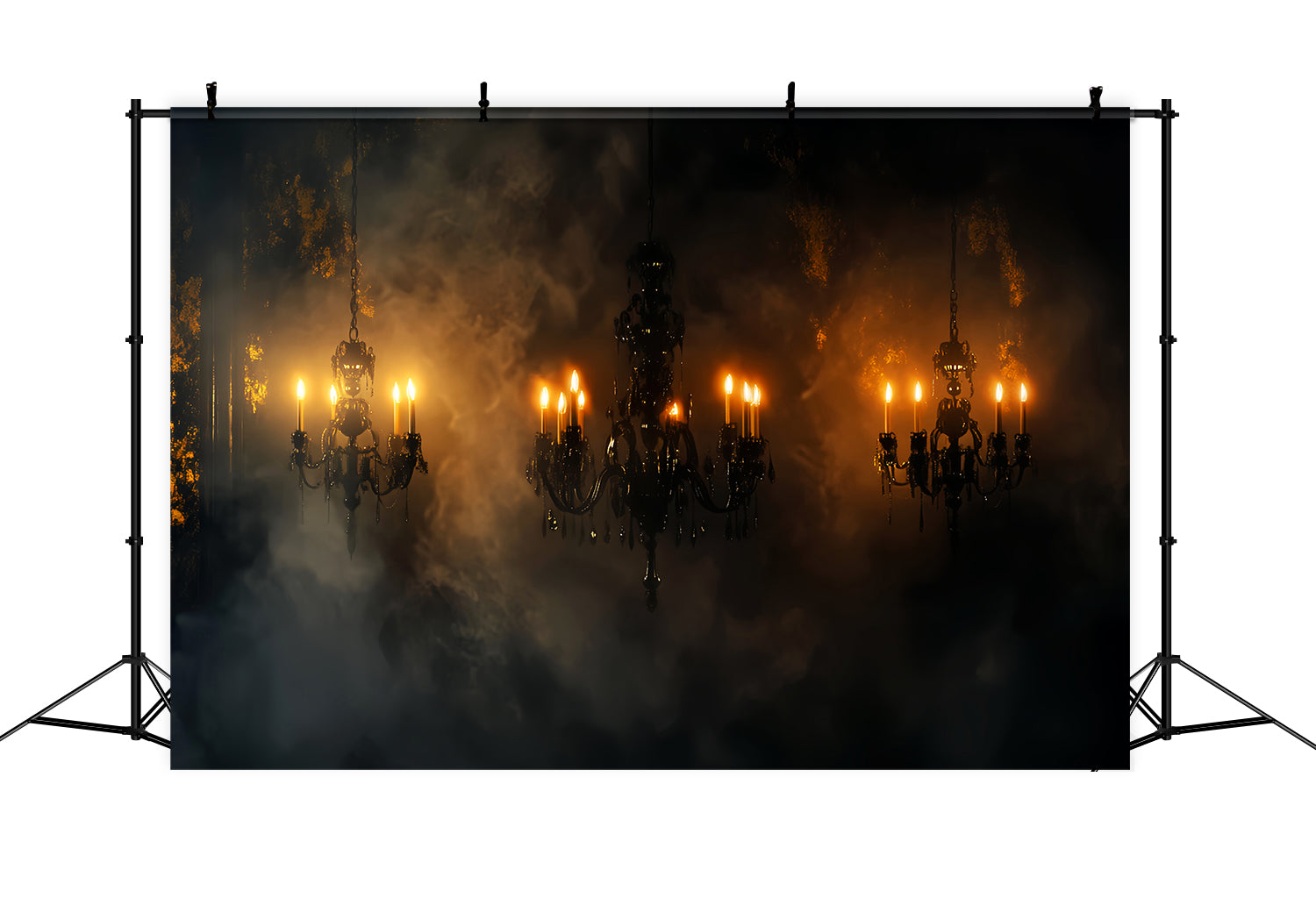 Scary Backdrop Dark Chandelier Misty Smoke Glow Halloween Wall Backdrop UK LXX59-98