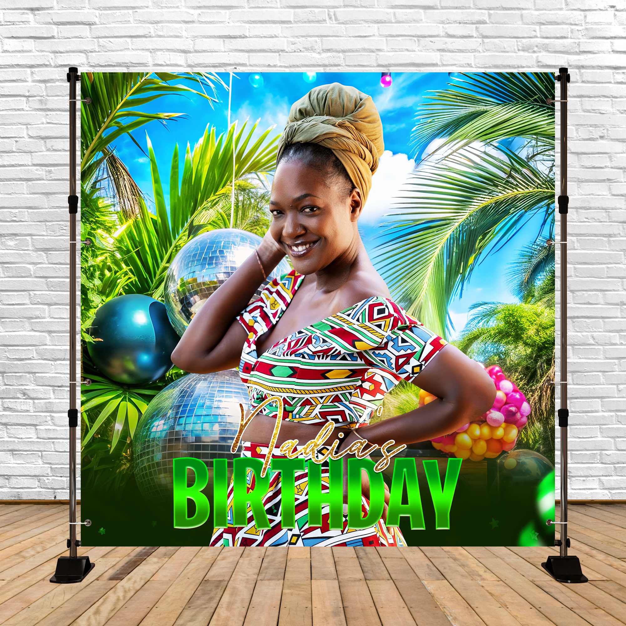 Birthday Party Backdrop Palm Paradise Party Customized Backdrop UK LXX6-101