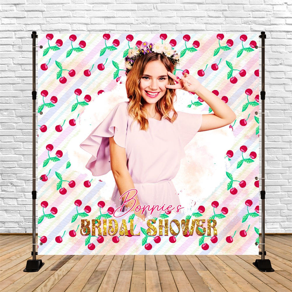 Bridal Shower Backdrops Playful Cherry Bliss Personalized Backdrop UK LXX6-105