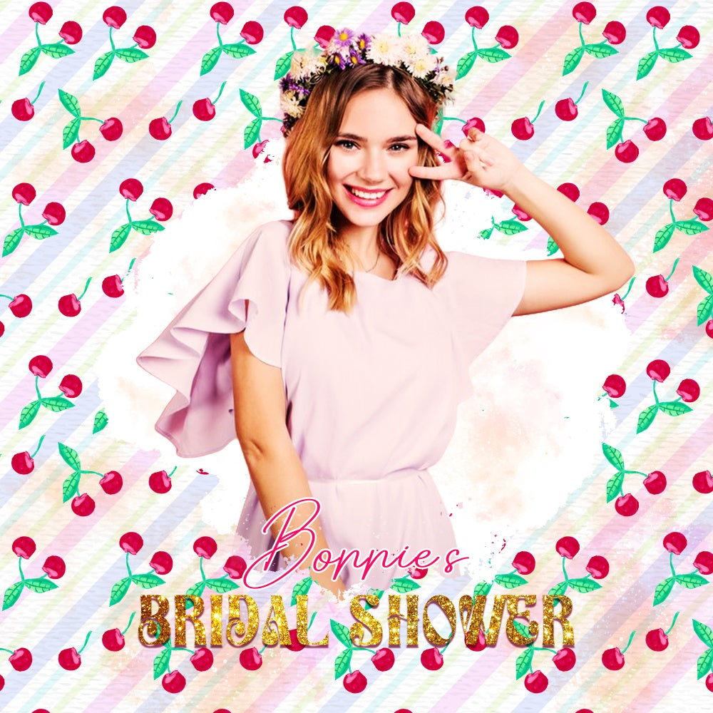 Bridal Shower Backdrops Playful Cherry Bliss Personalized Backdrop UK LXX6-105