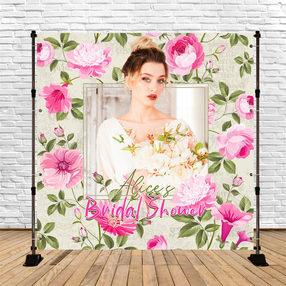 Bridal Shower Photo Backdrop Pink Peony Romance Custom Backdrop UK LXX6-106