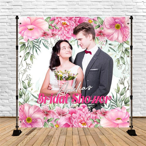 Bridal Shower Backdrop Floral Romantic Moment Customized Backdrop UK LXX6-107