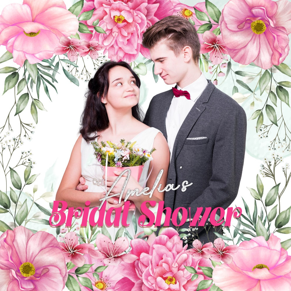 Bridal Shower Backdrop Floral Romantic Moment Customized Backdrop UK LXX6-107