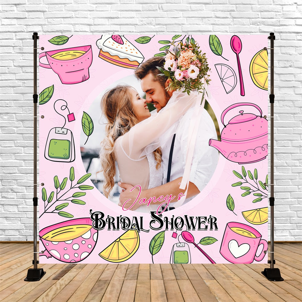 Wedding Backdrop Ideas Cute Cups Cartoon Personalized Backdrop UK LXX6-111