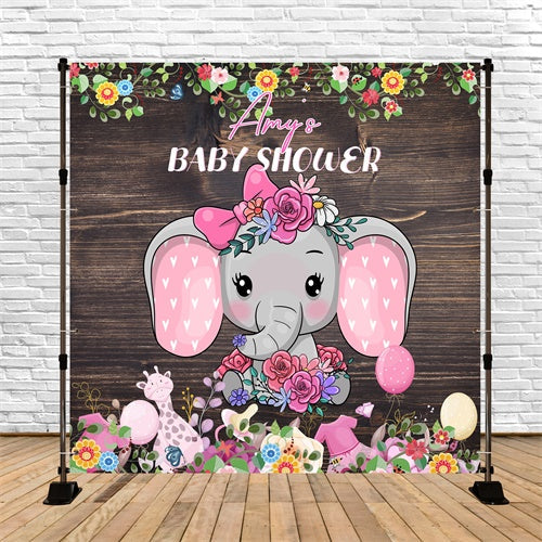 Baby Shower Backdrops Rustic Floral Elephant Customized Backdrop UK LXX6-12