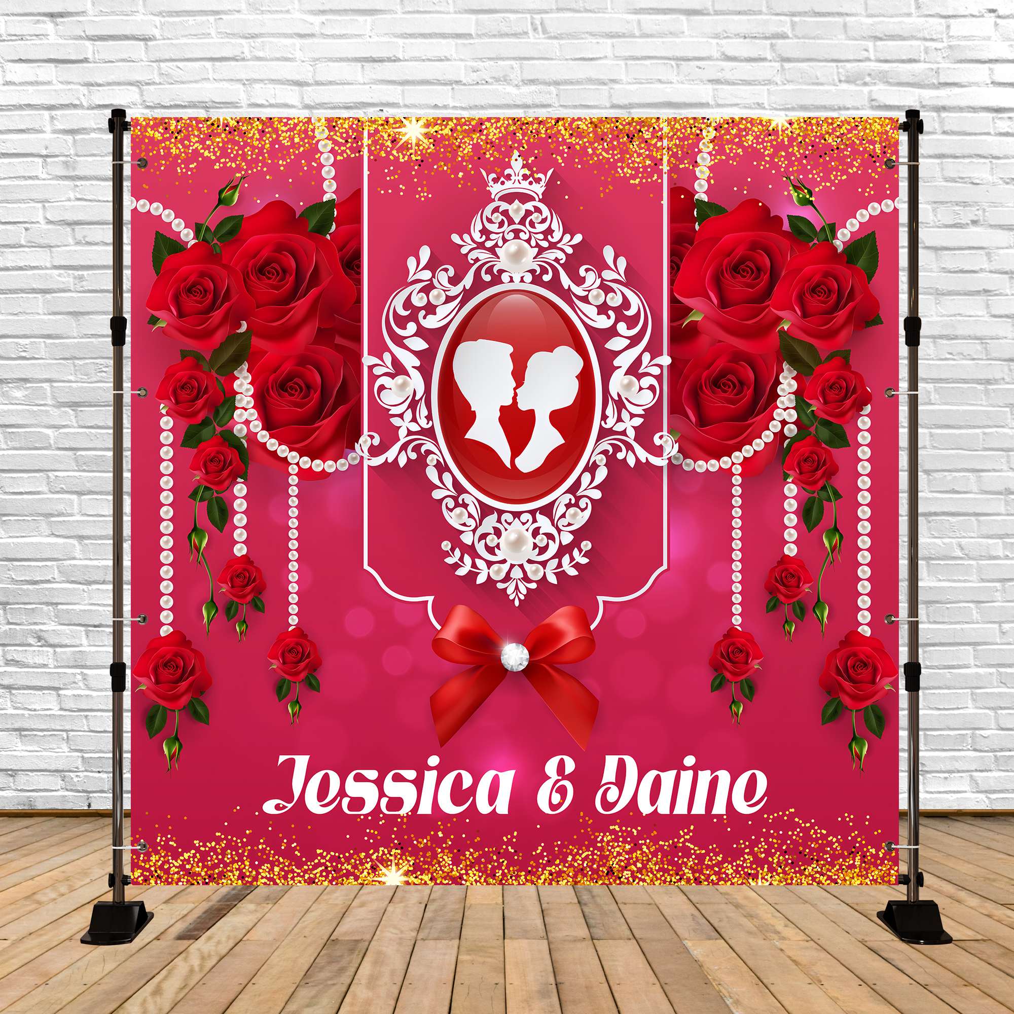 Custom Wedding Photo Backdrop Enchanted Rose Pearl Backdrop UK LXX6-128