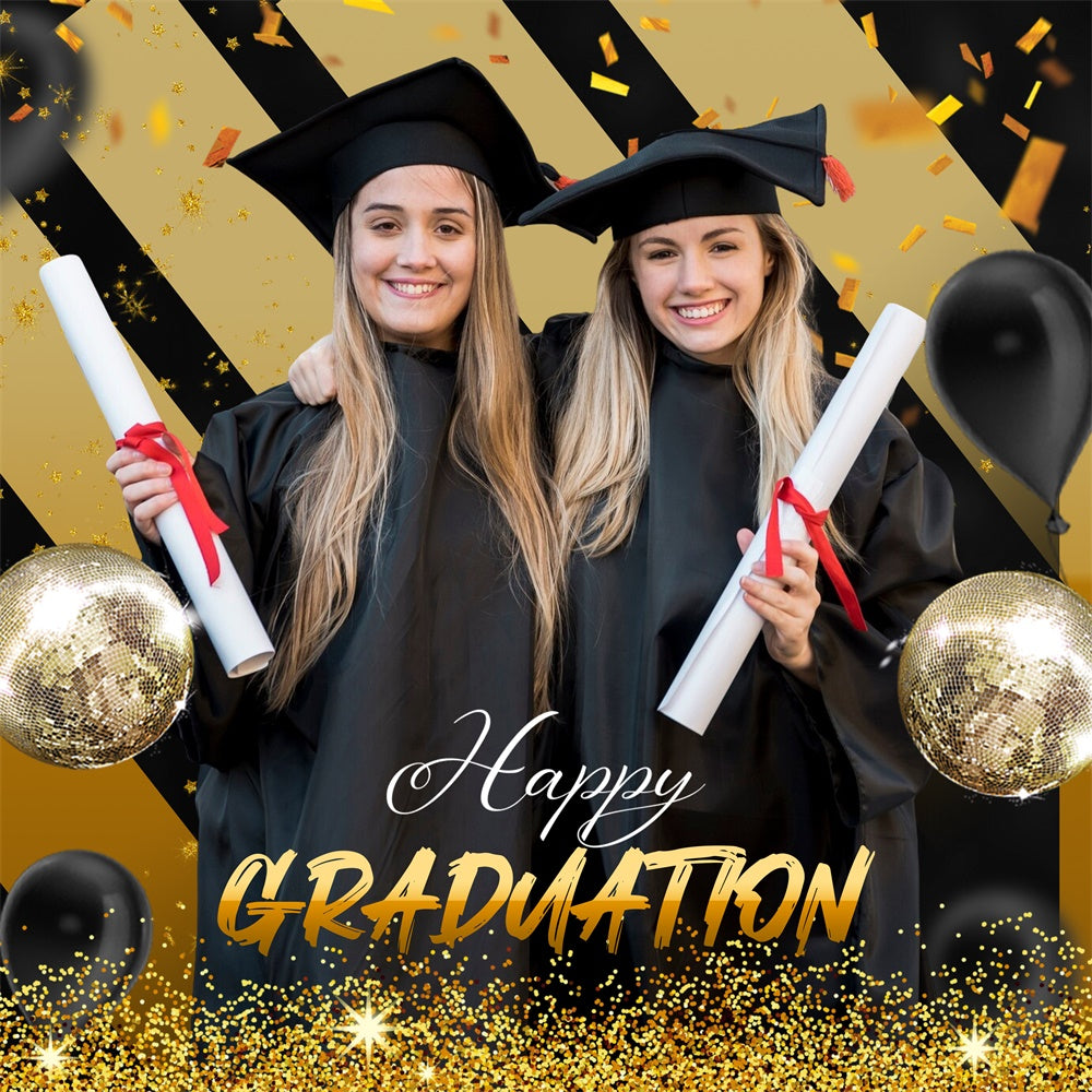 2025 Graduation Backdrop Golden Stripe Custom Party Graduation Backdrop UK LXX6-157