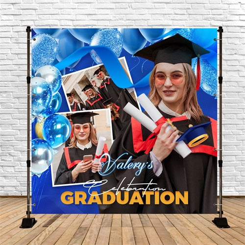 Graduation Backdrops Blue Balloon Bash Customized Party Graduation Backdrop UK LXX6-164