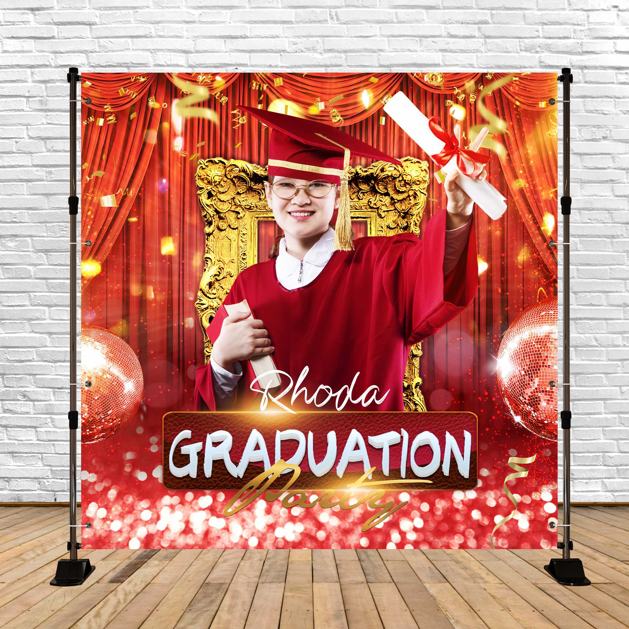 Personalized Graduation Backdrop Scarlet Throne Party Graduation Backdrop UK LXX6-170