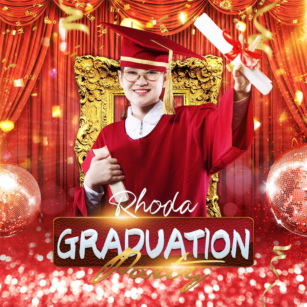 Personalized Graduation Backdrop Scarlet Throne Party Graduation Backdrop UK LXX6-170