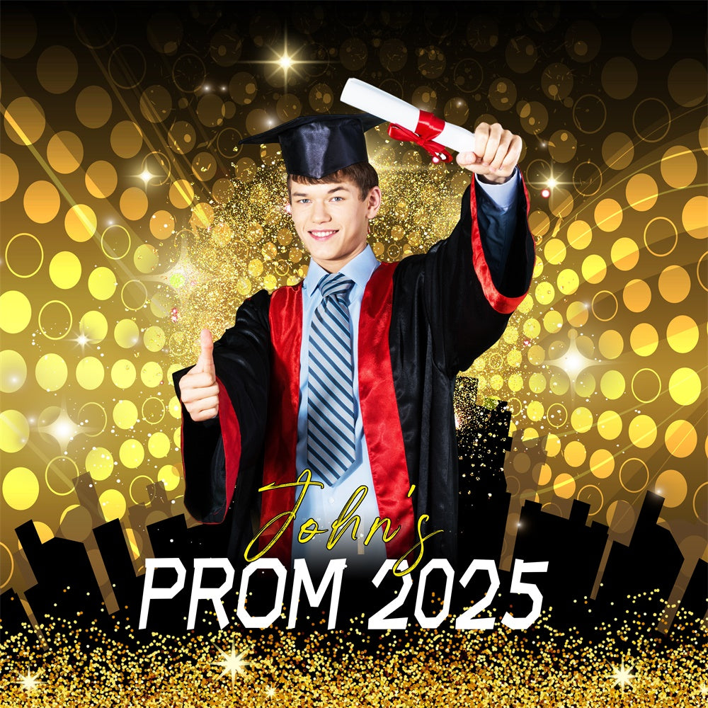 Prom Backdrops Golden Burst City Personalized Party Graduation Backdrop UK LXX6-174