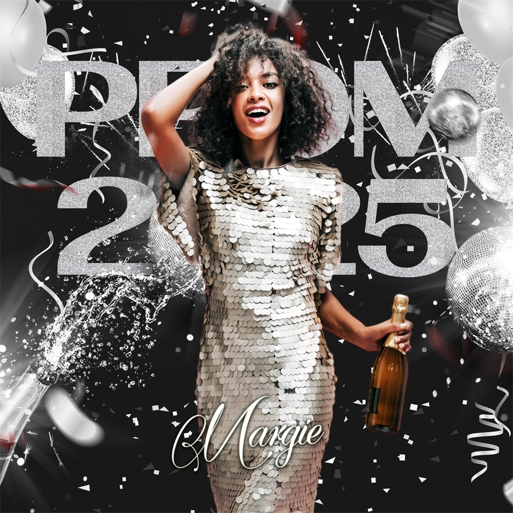 Prom Backdrops Silver Confetti Personalized Party Graduation Backdrop UK LXX6-179
