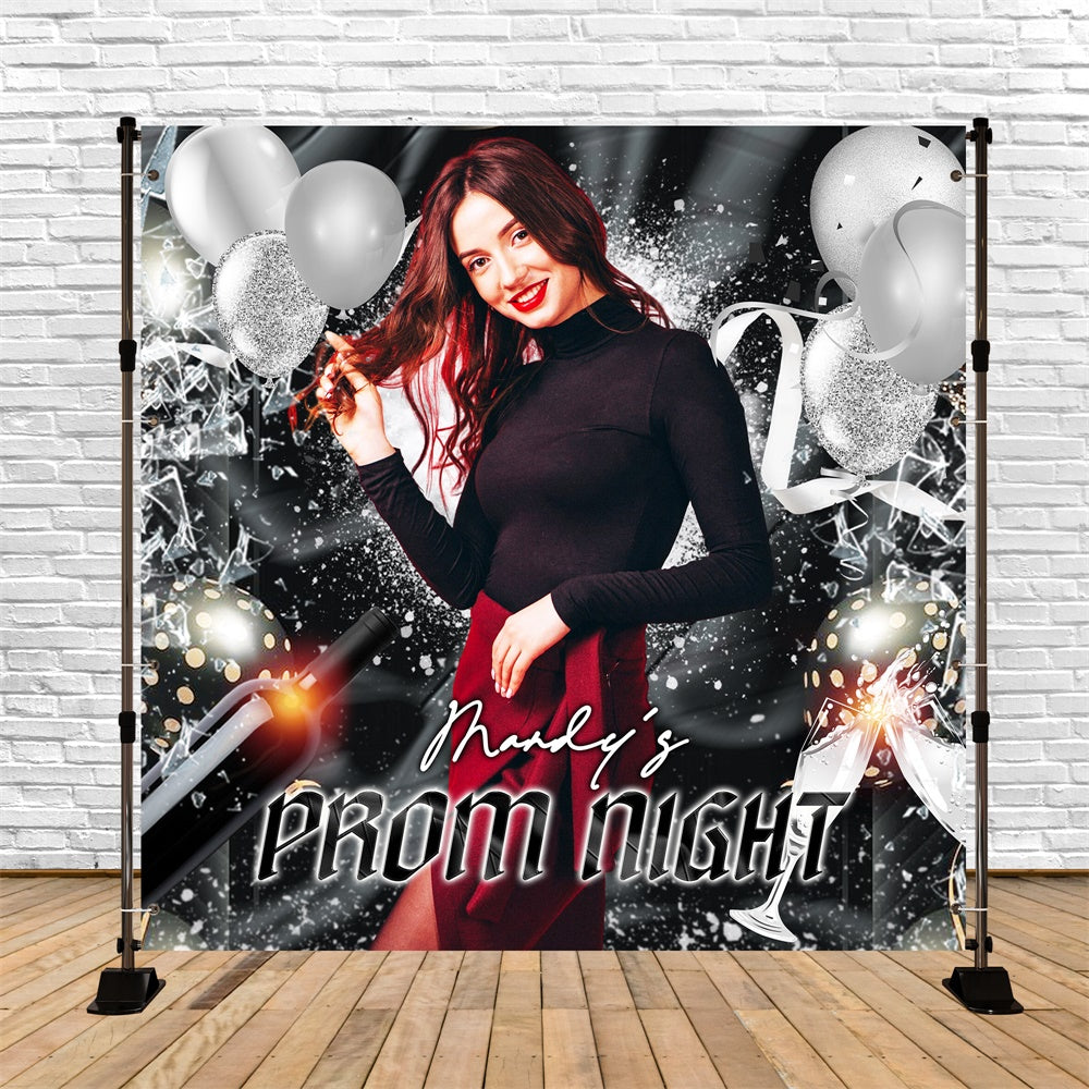 Prom Backdrop 2025 Silver Spark Glow Customized Party Graduation Backdrop UK LXX6-181
