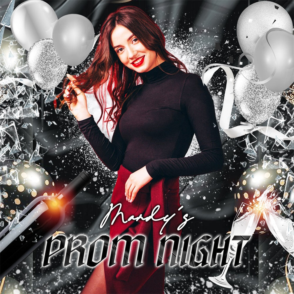 Prom Backdrop 2025 Silver Spark Glow Customized Party Graduation Backdrop UK LXX6-181