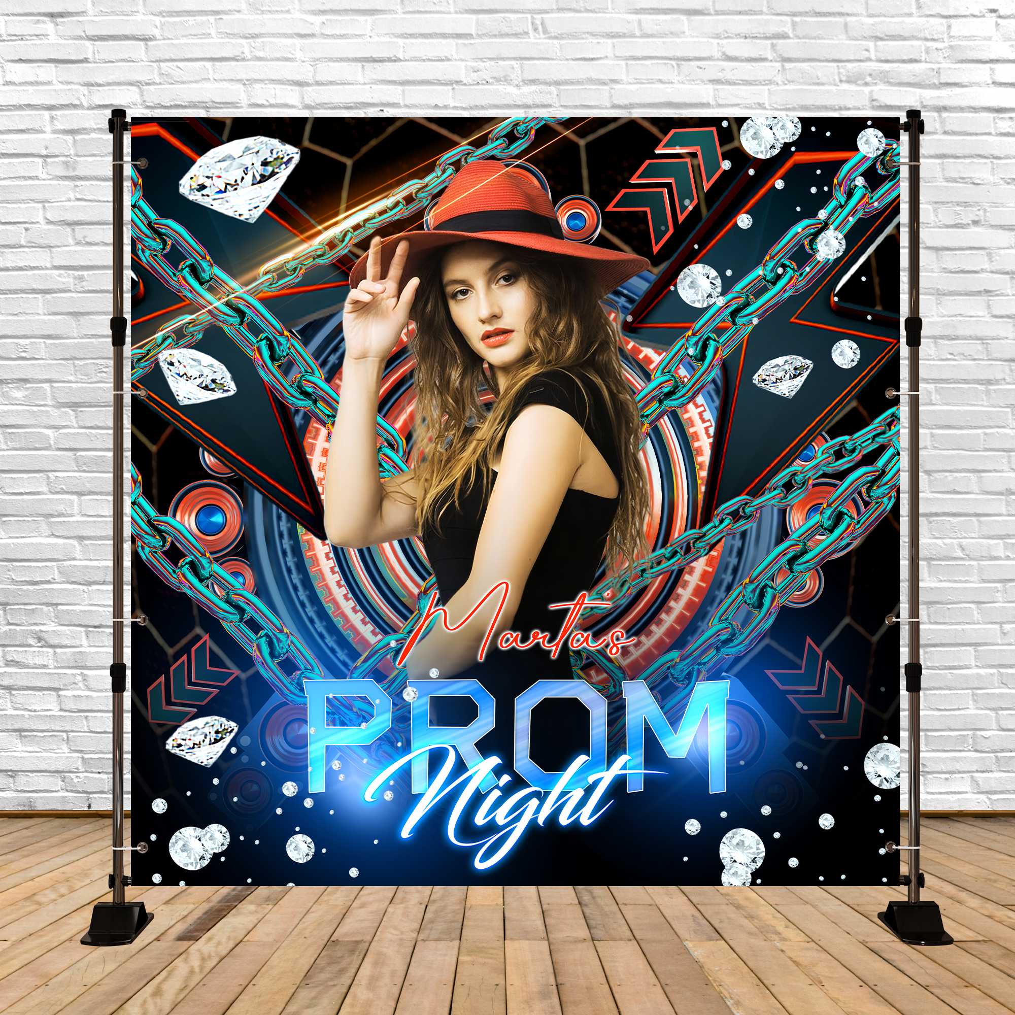 Backdrops For Prom Neon Chain Bash Custom Party Graduation Backdrop UK LXX6-185