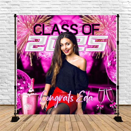 Prom Backdrop Pink Champagne Firework Custom Party Graduation Backdrop UK LXX6-187