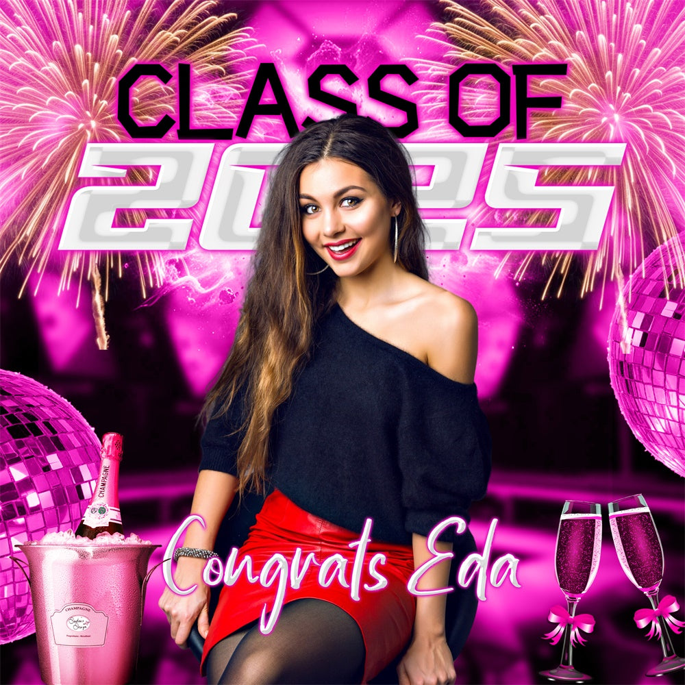 Prom Backdrop Pink Champagne Firework Custom Party Graduation Backdrop UK LXX6-187